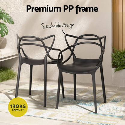 Laguna | Plastic UV-Resistant Black White Outdoor Dining Chairs | Black