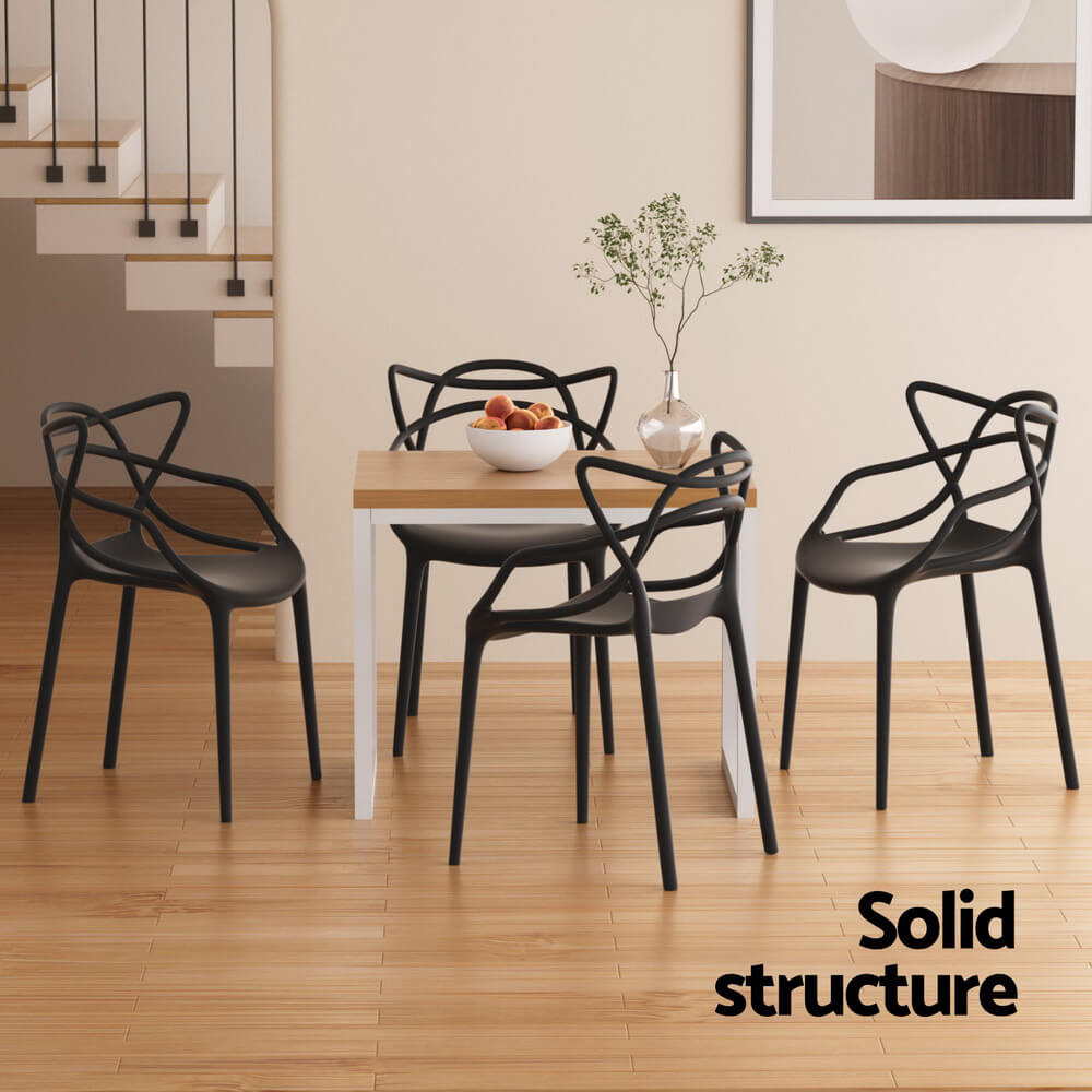 Laguna | Plastic UV-Resistant Black White Outdoor Dining Chairs | Black