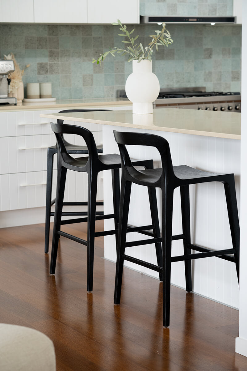 Laguna | Coastal Black Natural Wooden Bar Stools | Black
