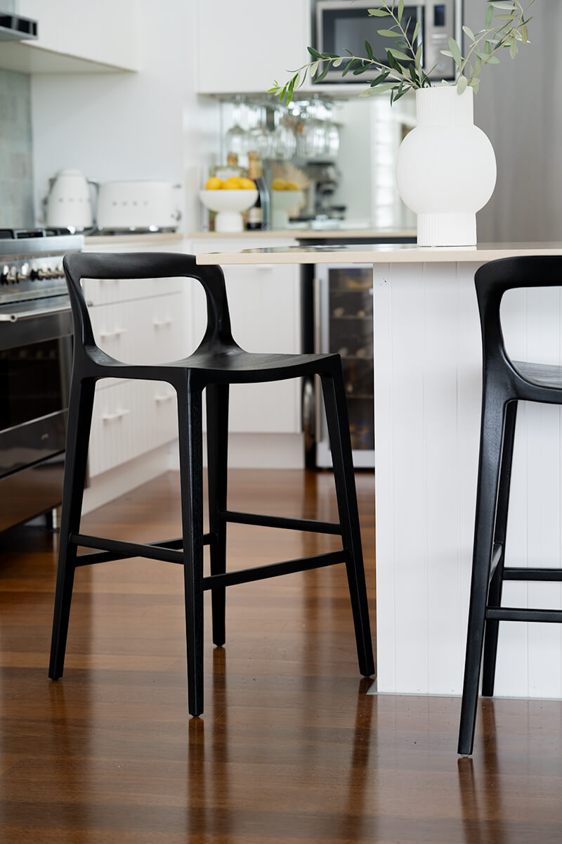 Laguna | Coastal Black Natural Wooden Bar Stools | Black
