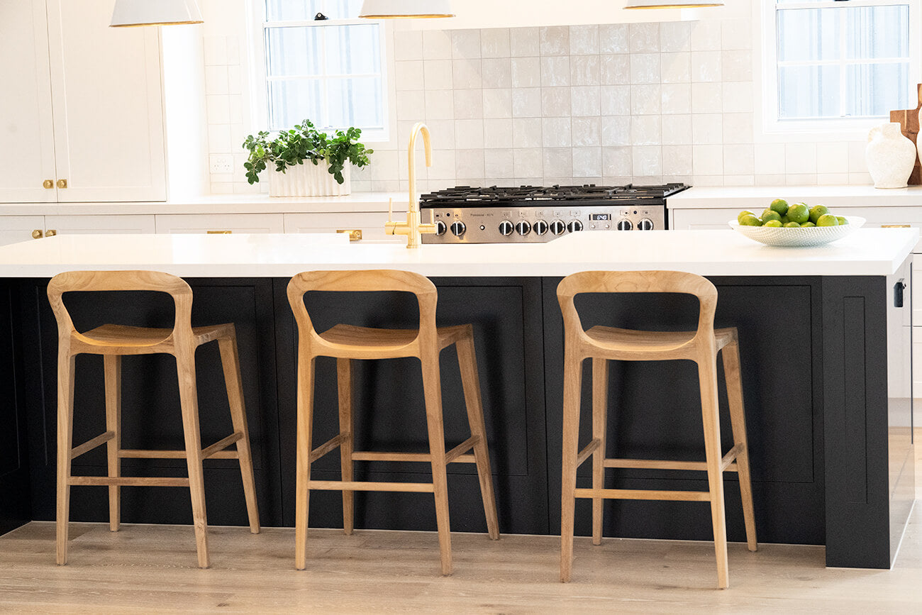 Laguna | Coastal Black Natural Wooden Bar Stools | Natural