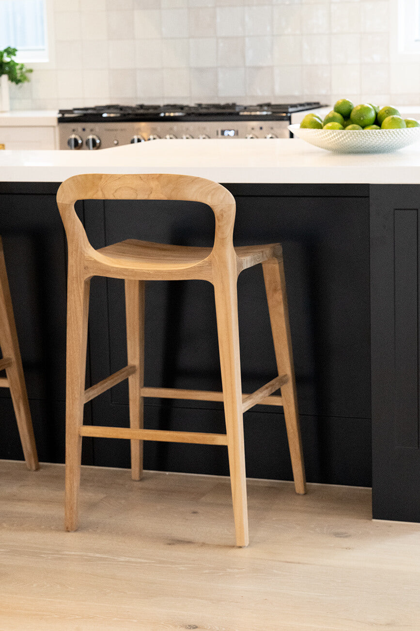 Laguna | Coastal Black Natural Wooden Bar Stools | Natural