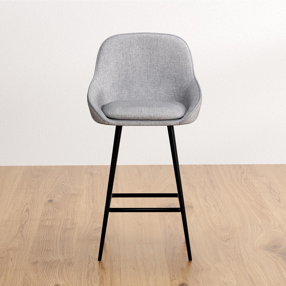 Modern Metal Grey Fabric Bar Stools | Set Of 2