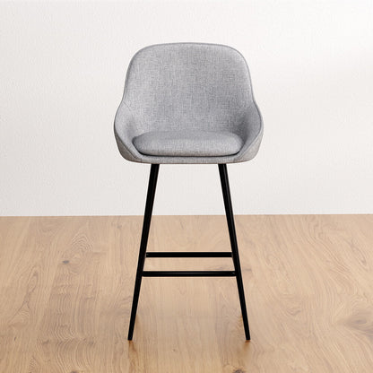 Modern Metal Grey Fabric Bar Stools | Set Of 2