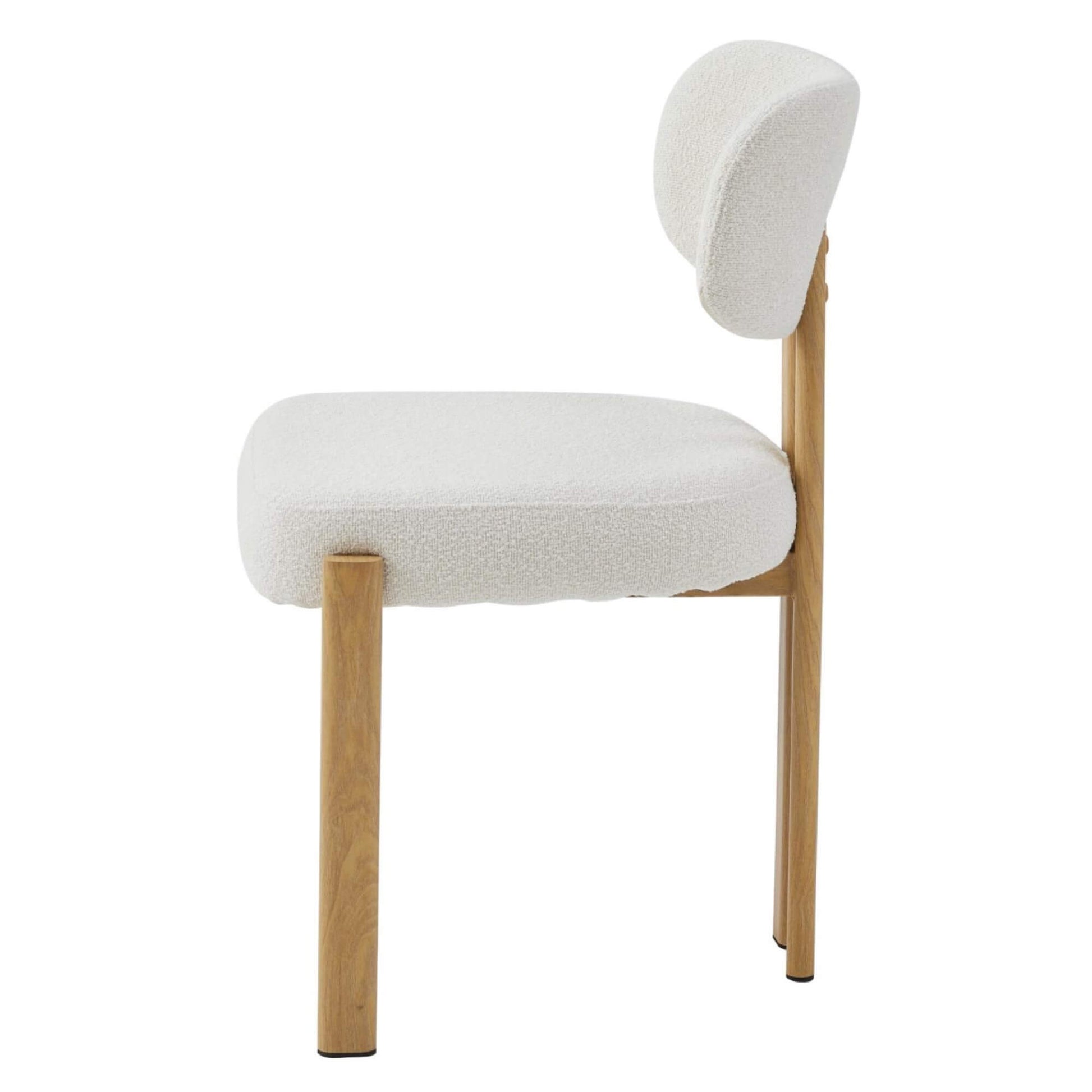 Coastal Contemporary Style Beige Fabric Metal Dining Chairs | Beige