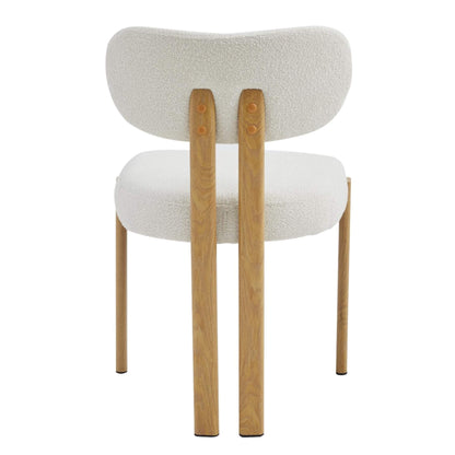Coastal Contemporary Style Beige Fabric Metal Dining Chairs | Beige