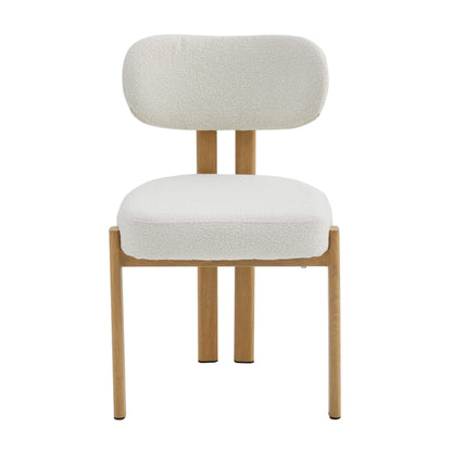 Coastal Contemporary Style Beige Fabric Metal Dining Chairs | Beige