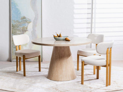 Coastal Contemporary Style Beige Fabric Metal Dining Chairs | Beige