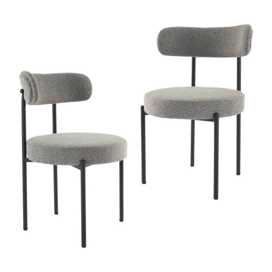 Lawry | Boucle Modern Grey Fabric Dining Chairs | Set Of 2 | Slate Grey