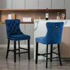 Le Creas | Version 1 | French Provincial Velvet Wooden Bar Stools | Set Of 2
