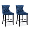 Le Creas | Version 1 | French Provincial Velvet Wooden Bar Stools | Set Of 2
