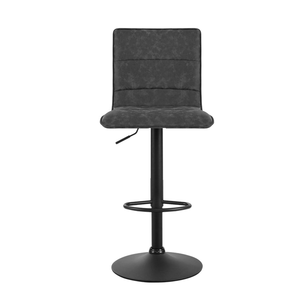 Lennox | Contemporary Swivel Metal Vintage Grey PU Leather Bar Stools | Set Of 2