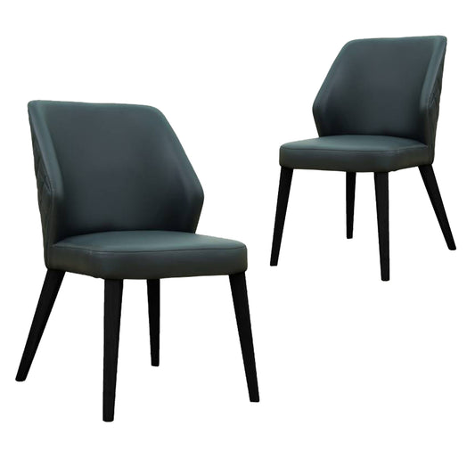 Lentara | Contemporary PU Leather Dining Chairs | Set Of 2 | Dark grey