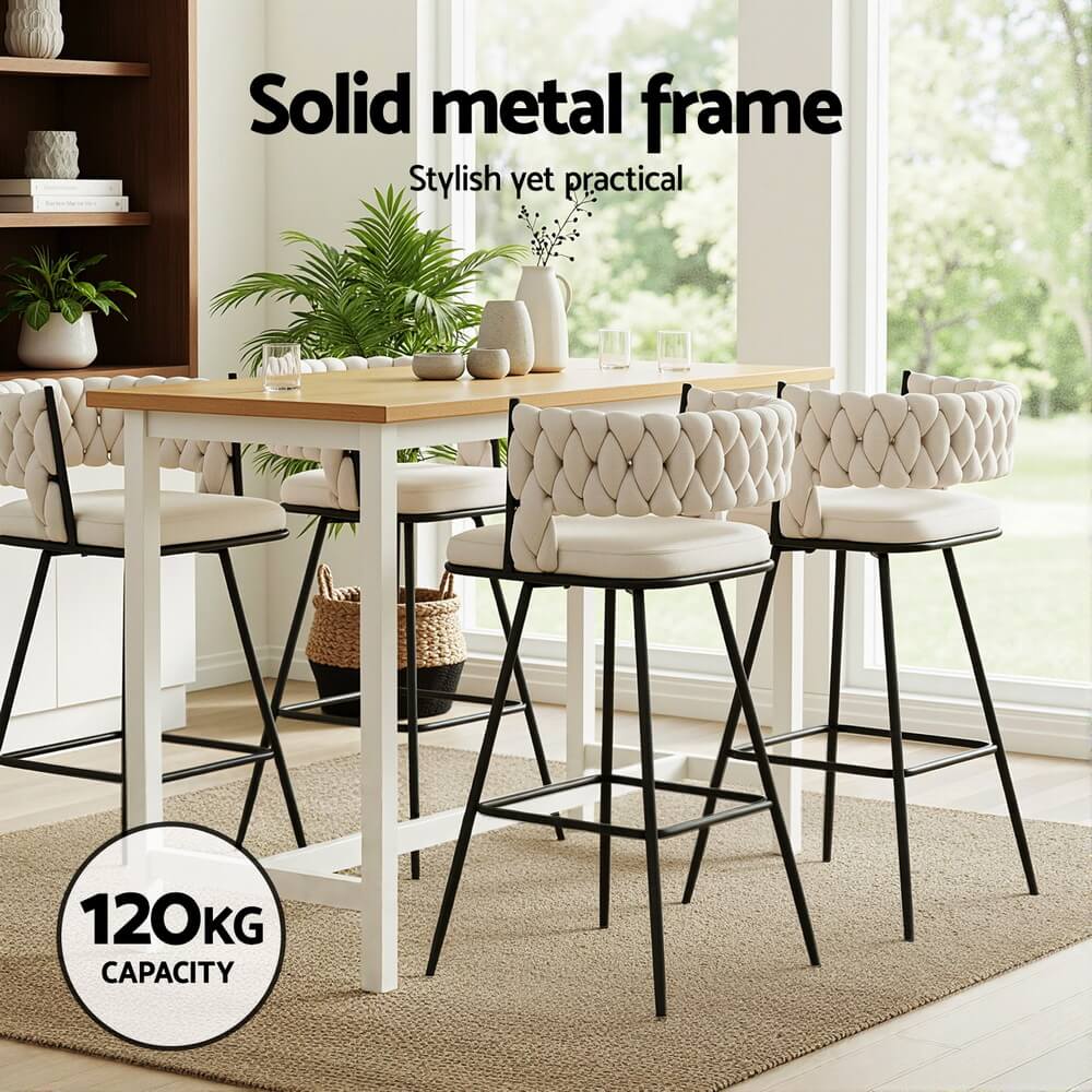 Ivory Bar Tools Lentara | Modern Metal Ivory Velvet Counter Bar Stools | Set Of 2 | 229 ...