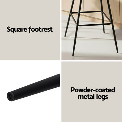 Lentara | Modern Metal Ivory Velvet Counter Bar Stools | Set Of 2 | Ivory