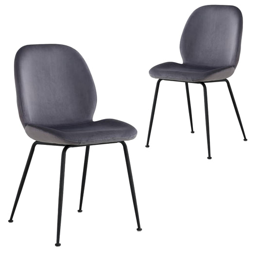 Liana | Scandinavian Style Grey Velvet Dining Chairs | Set Of 2 | Charcoal