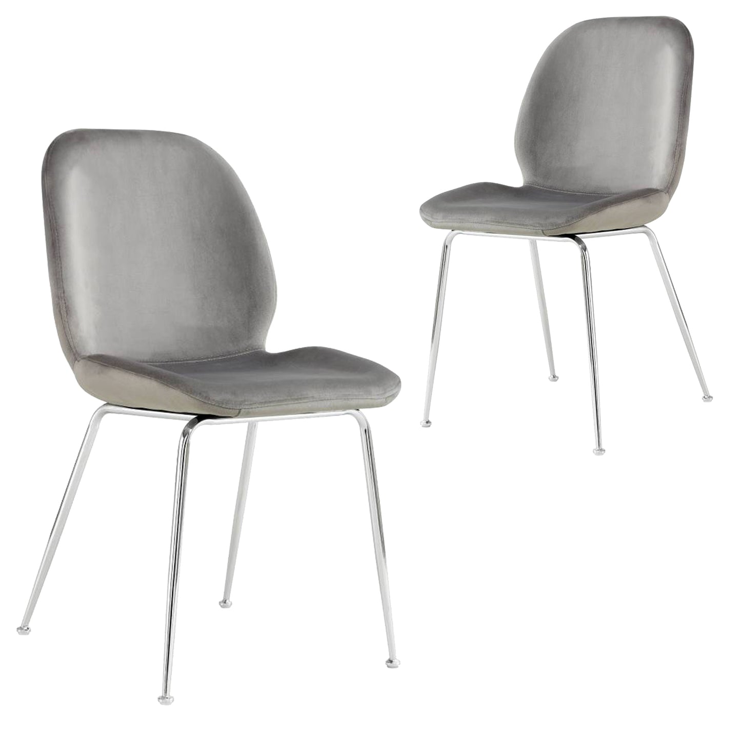 Liana | Scandinavian Style Grey Velvet Dining Chairs | Set Of 2 | Grey