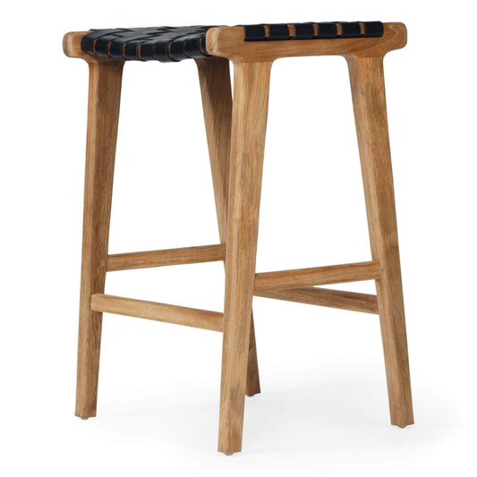 Lindeman Version 1 | Coastal Leather Wooden Bar Stools | Black