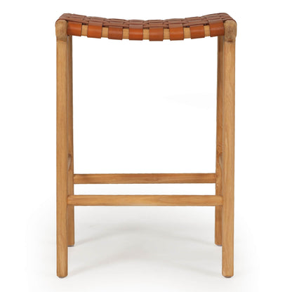 Lindeman Version 1 | Coastal Leather Wooden Bar Stools | Tan