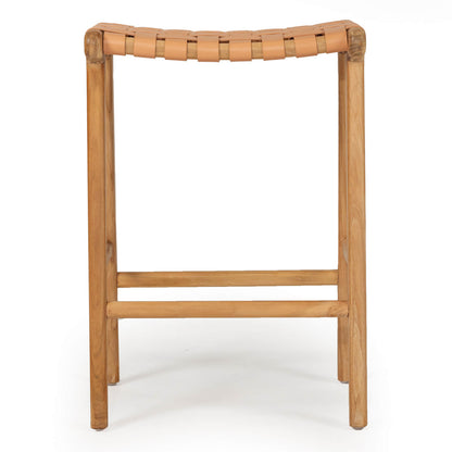 Lindeman Version 1 | Coastal Leather Wooden Bar Stools | Natural