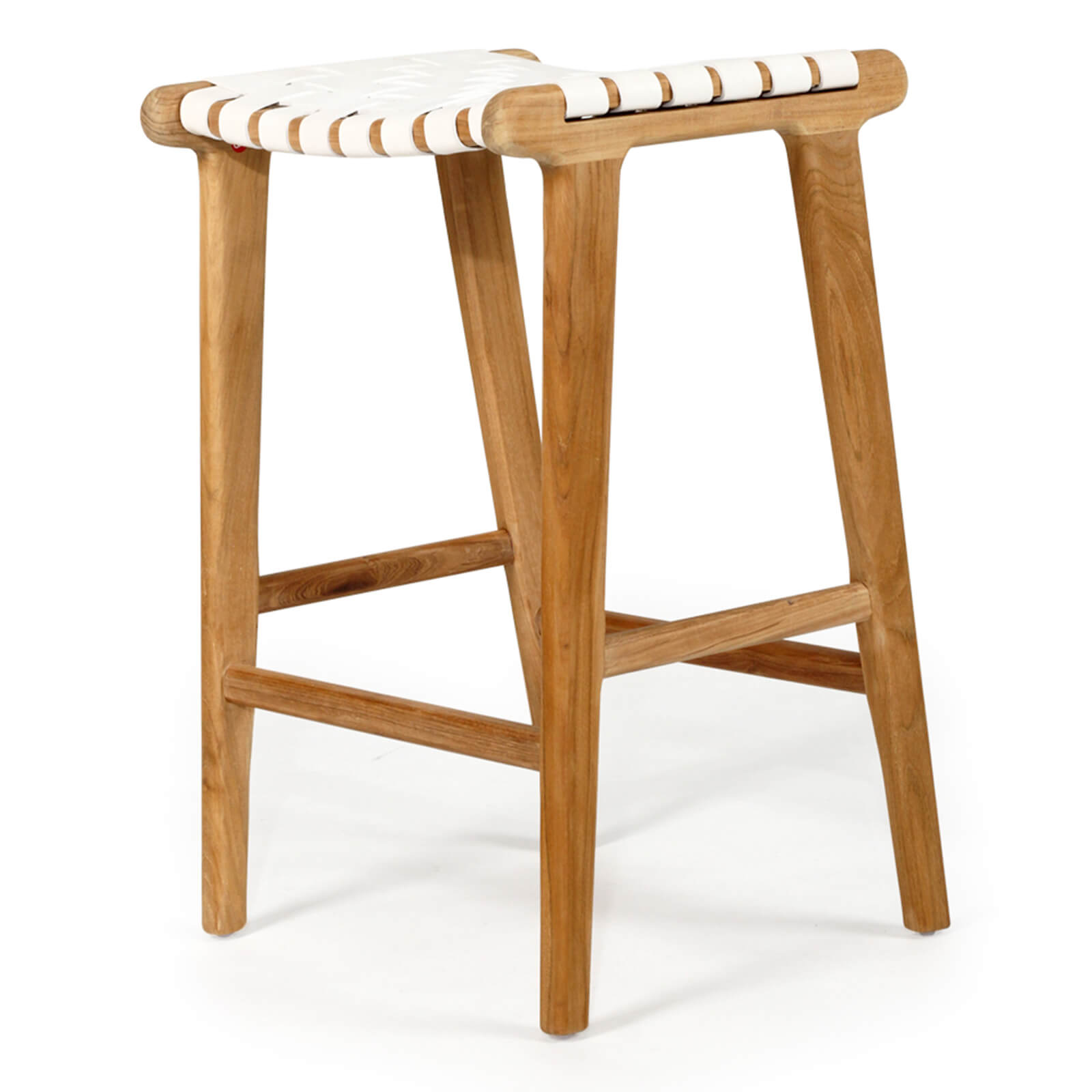 Lindeman Version 1 | Coastal Leather Wooden Bar Stools | White