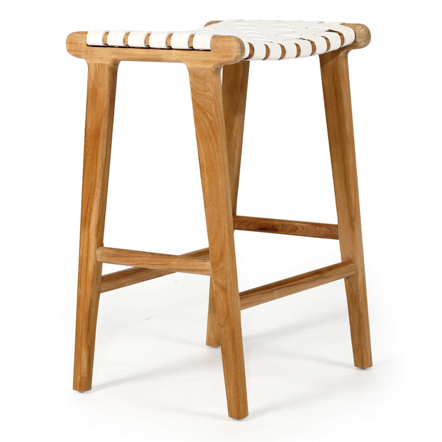 Lindeman Version 1 | Coastal Leather Wooden Bar Stools | White