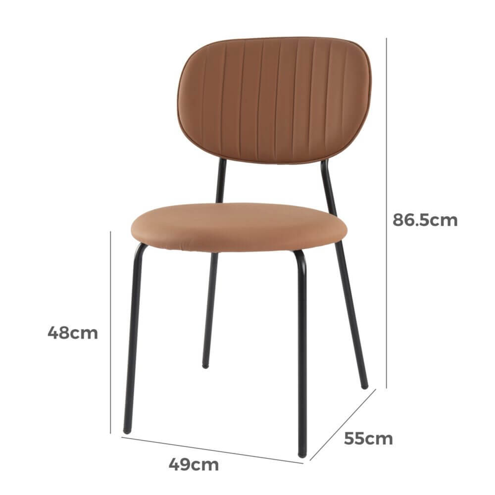 Litchfield | Modern Tan PU Leather Dining Chairs | Set Of 2 | Tan