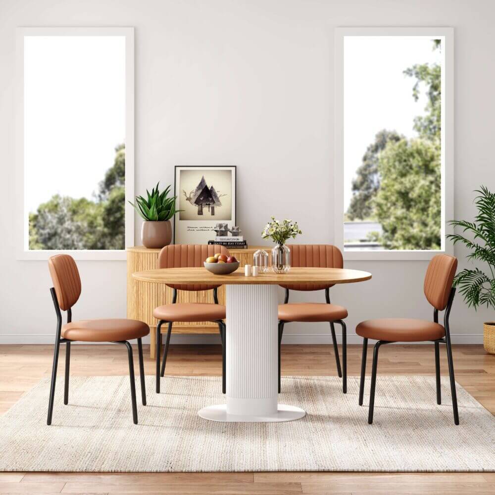 Litchfield | Modern Tan PU Leather Dining Chairs | Set Of 2 | Tan