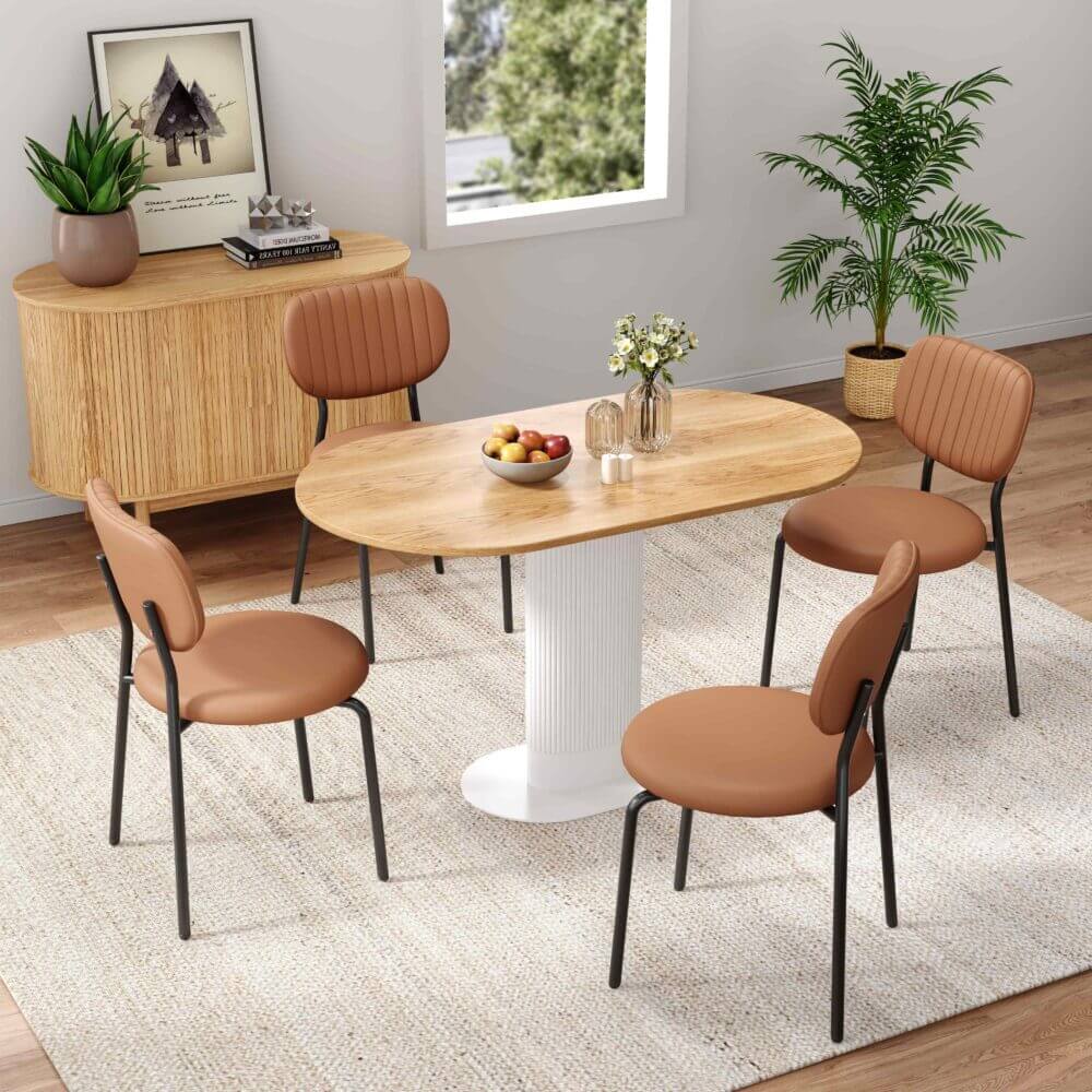 Litchfield | Modern Tan PU Leather Dining Chairs | Set Of 2 | Tan
