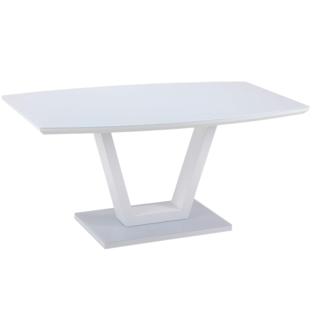 Livingstone | Modern Wooden Tempered Glass White 6 Seater Dining Table