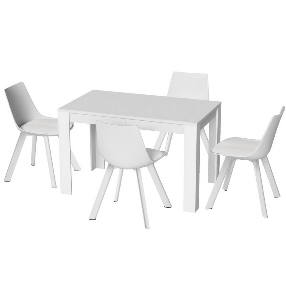 Lonsdale Hannaford | Modern White Wooden 4 Seater Dining Table Set | White
