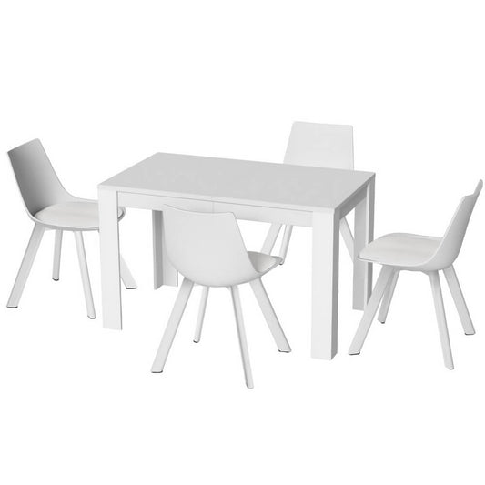 Lonsdale Hannaford | Modern White Wooden 4 Seater Dining Table Set | White