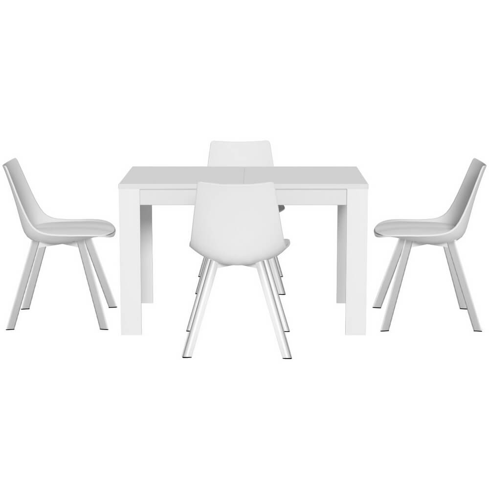 Lonsdale Hannaford | Modern White Wooden 4 Seater Dining Table Set | White