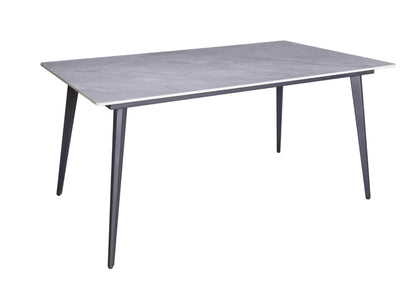 Lunetta | Metal Polished Ceramic Grey Rectangular Dining Table | Grey