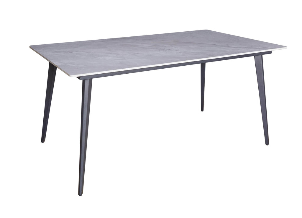 Lunetta | Metal Polished Ceramic Grey Rectangular Dining Table