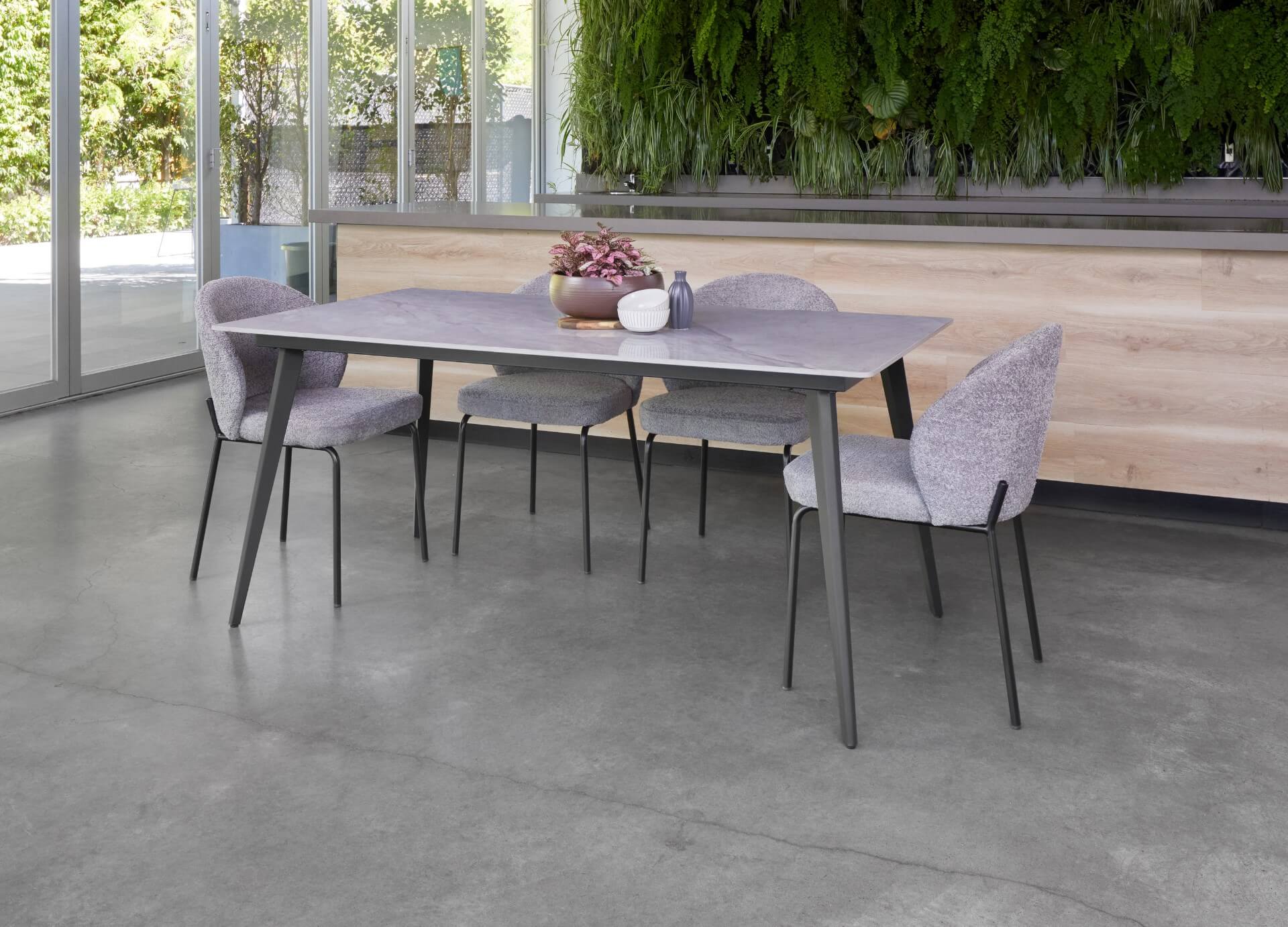 Lunetta | Metal Polished Ceramic Grey Rectangular Dining Table | Grey