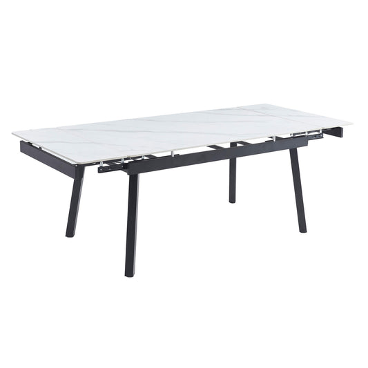 Macan | Metal Matte Snow White Ceramic 1.6 – 2.2m Extension Dining Table | Snow White