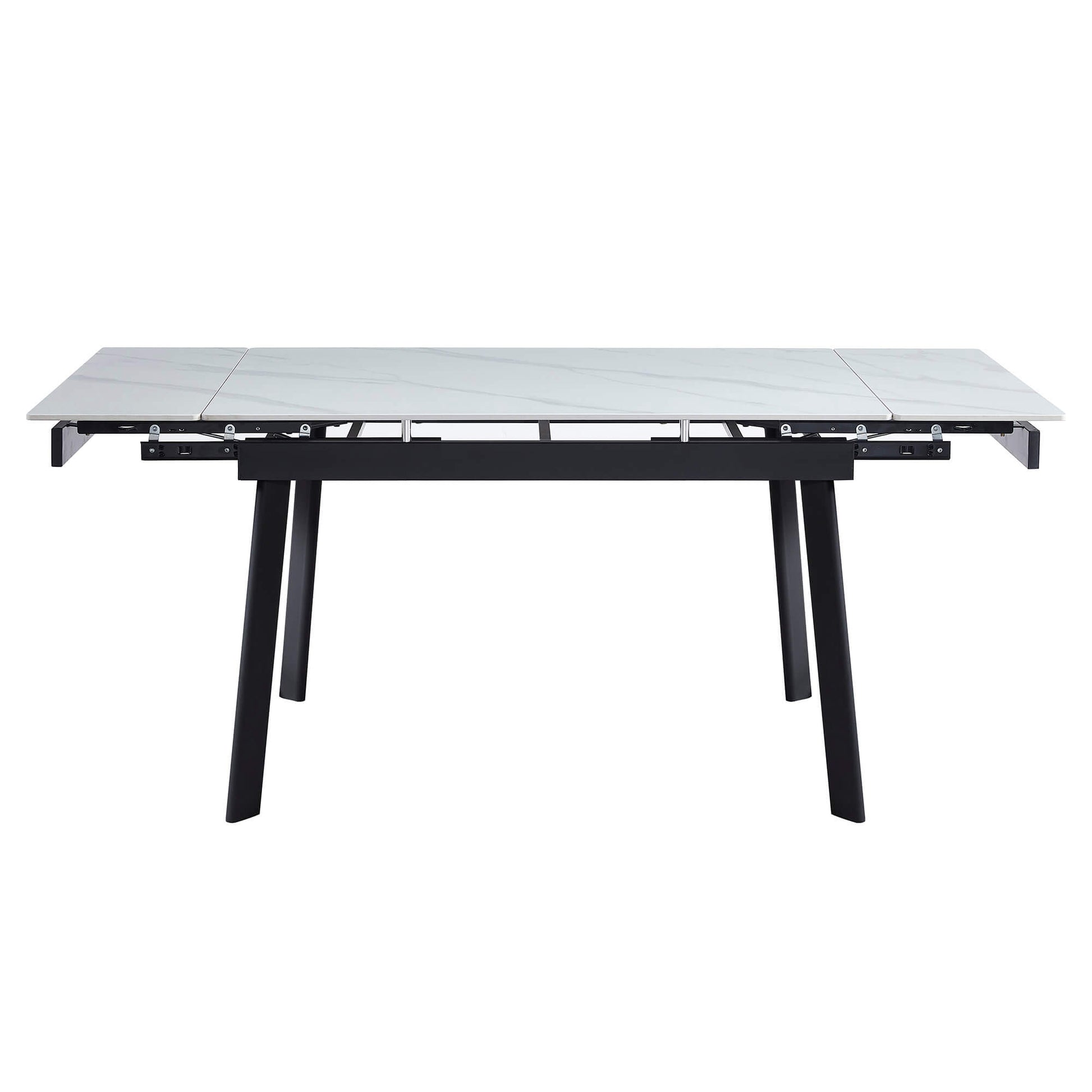 Macan | Metal Matte Snow White Ceramic 1.6 – 2.2m Extension Dining Table | Snow White