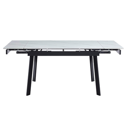 Macan | Metal Matte Snow White Ceramic 1.6 – 2.2m Extension Dining Table | Snow White
