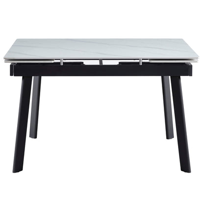 Macan | Metal Matte Snow White Ceramic 1.6 – 2.2m Extension Dining Table | Snow White