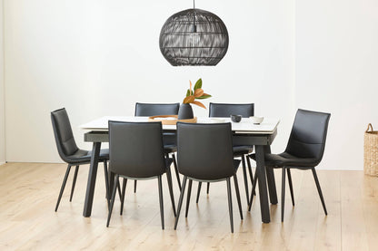 Macan | Metal Matte Snow White Ceramic 1.6 – 2.2m Extension Dining Table | Snow White