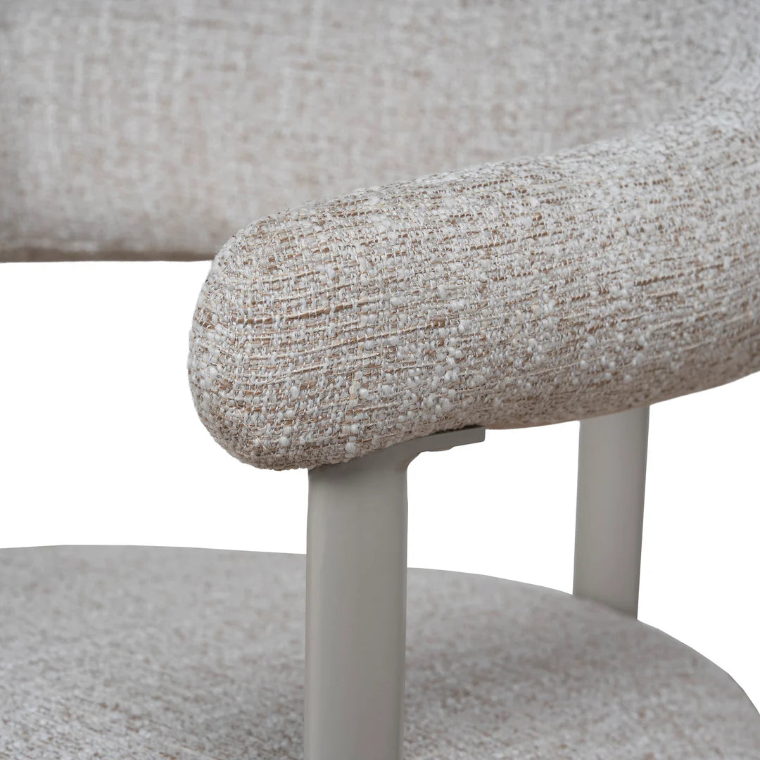 Macan | Prussian Blue Pale Beige Fabric Modern Dining Chairs | Set Of 2 | Beige