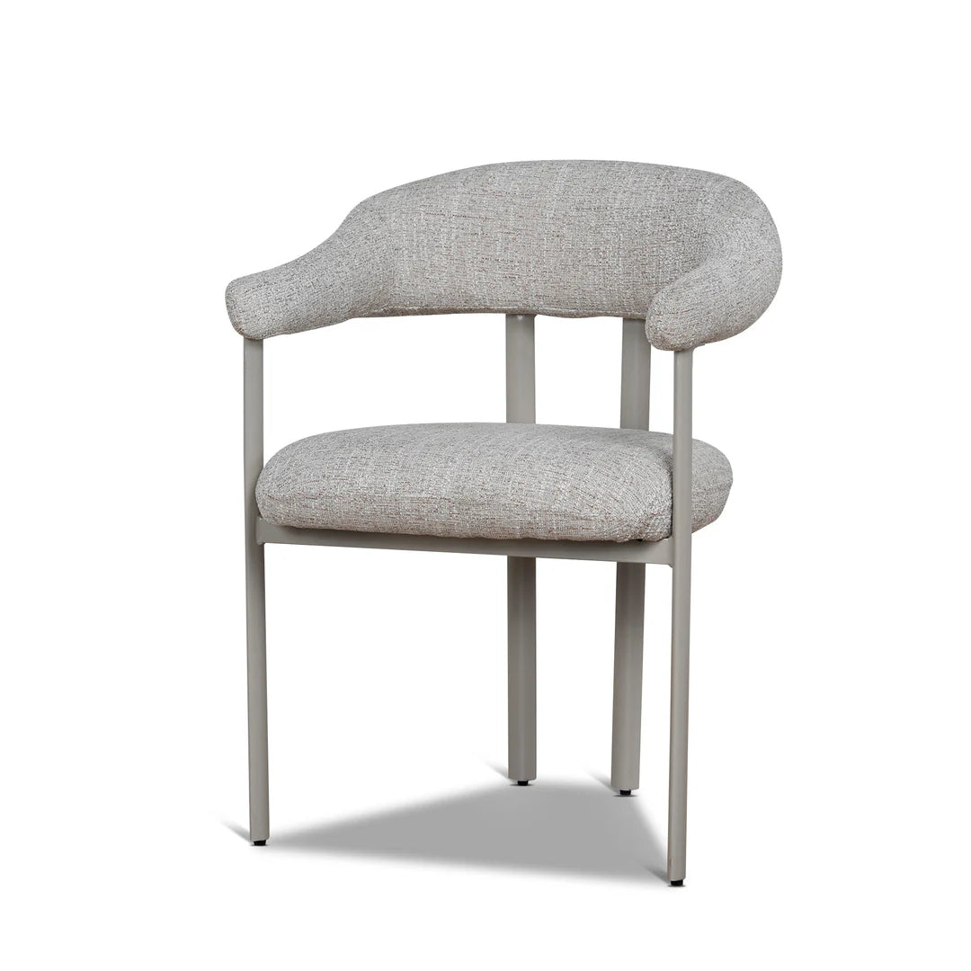 Macan | Prussian Blue Pale Beige Fabric Modern Dining Chairs | Set Of 2 | Beige