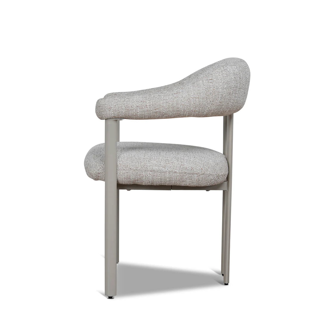 Macan | Prussian Blue Pale Beige Fabric Modern Dining Chairs | Set Of 2 | Beige