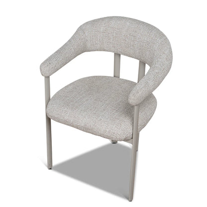 Macan | Prussian Blue Pale Beige Fabric Modern Dining Chairs | Set Of 2 | Beige
