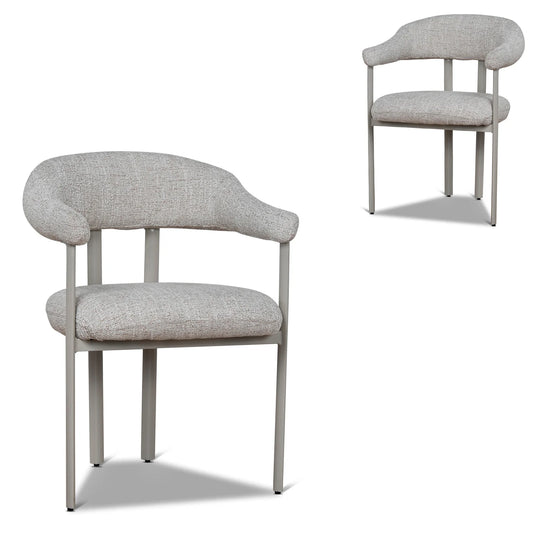 Macan | Prussian Blue Pale Beige Fabric Modern Dining Chairs | Set Of 2 | Beige
