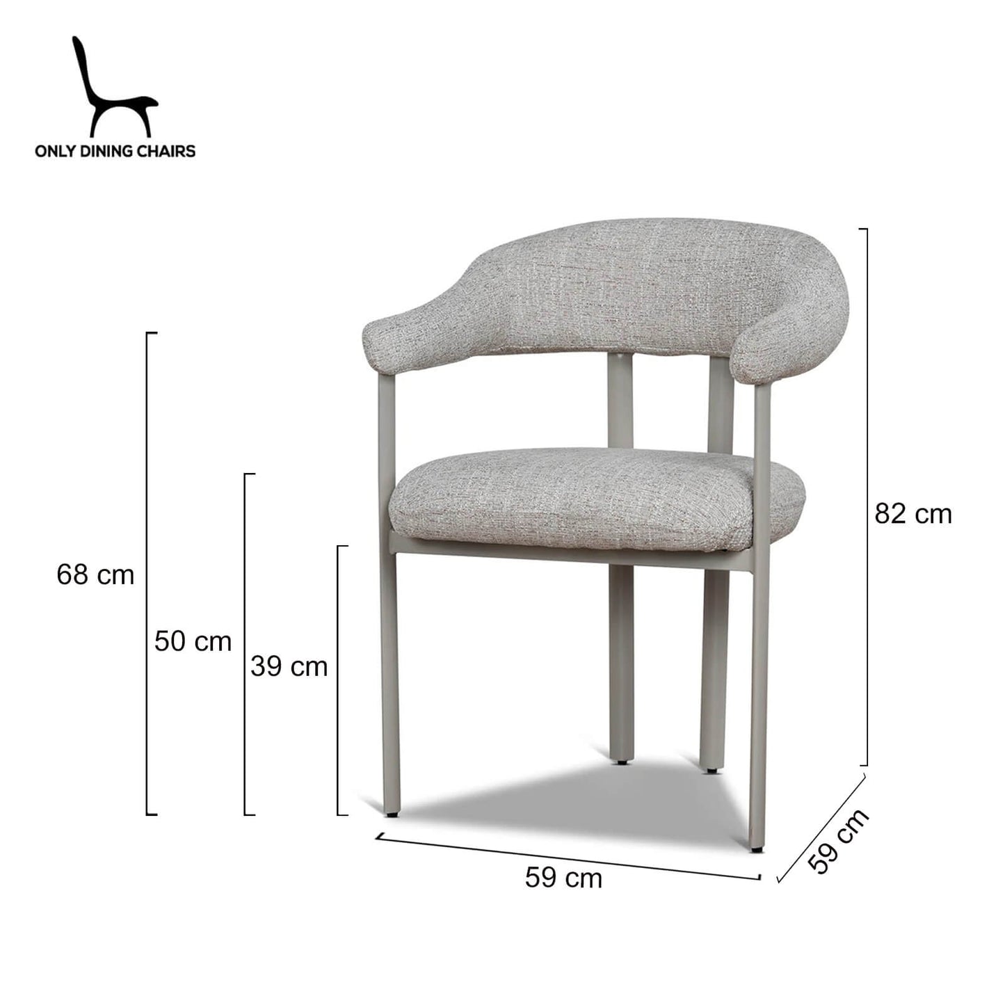 Macan | Prussian Blue Pale Beige Fabric Modern Dining Chairs | Set Of 2 | Beige