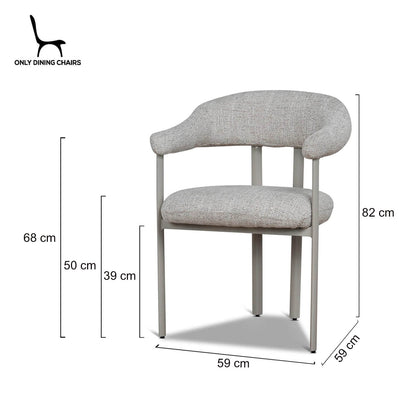 Macan | Prussian Blue Pale Beige Fabric Modern Dining Chairs | Set Of 2 | Beige