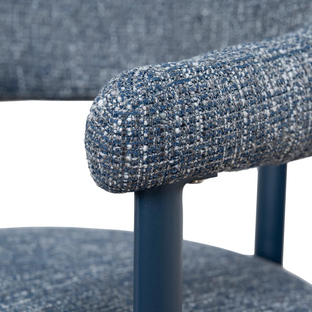 Macan | Prussian Blue Pale Beige Fabric Modern Dining Chairs | Set Of 2 | Blue