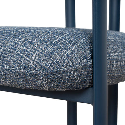 Macan | Prussian Blue Pale Beige Fabric Modern Dining Chairs | Set Of 2 | Blue